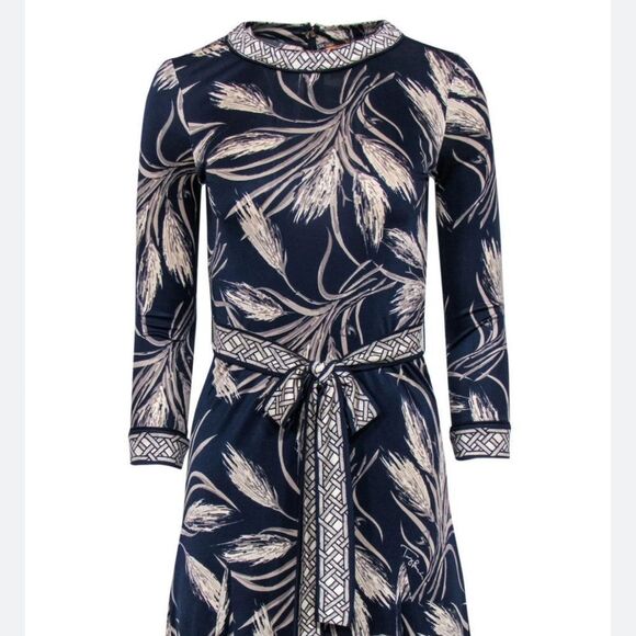 Tory Burch - Navy & Gray Wheat Print Sheath Dress 
size XSmall-T14 - Picture 2 of 9